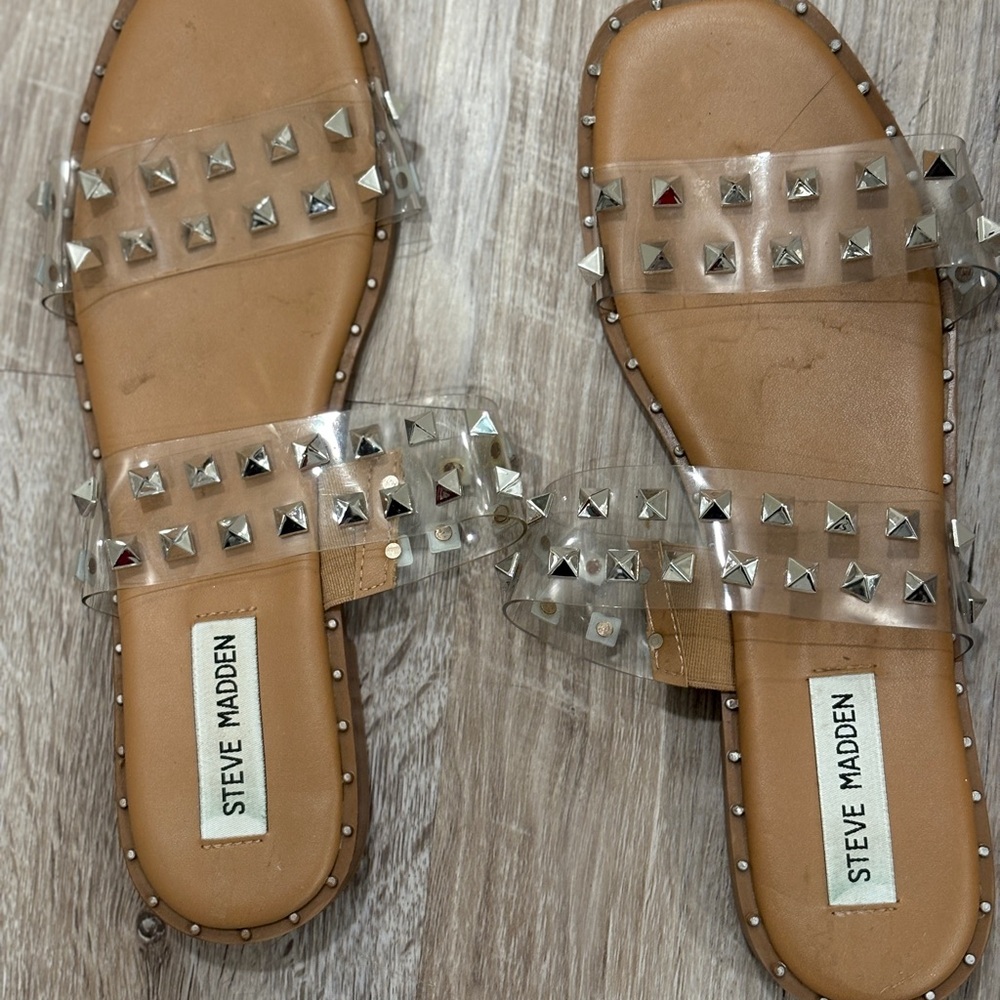 Steve Madden Tan Studded Sandals